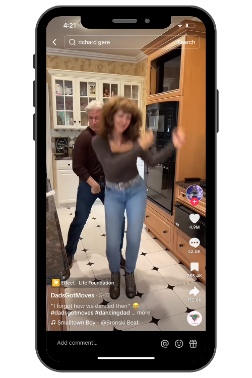 Parents doing their '80s dance moves  - 2024 social media meme