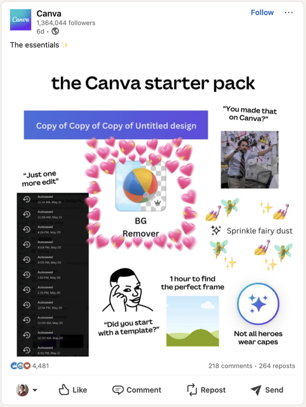 LinkedIn post ideas – Create an industry meme –Canva