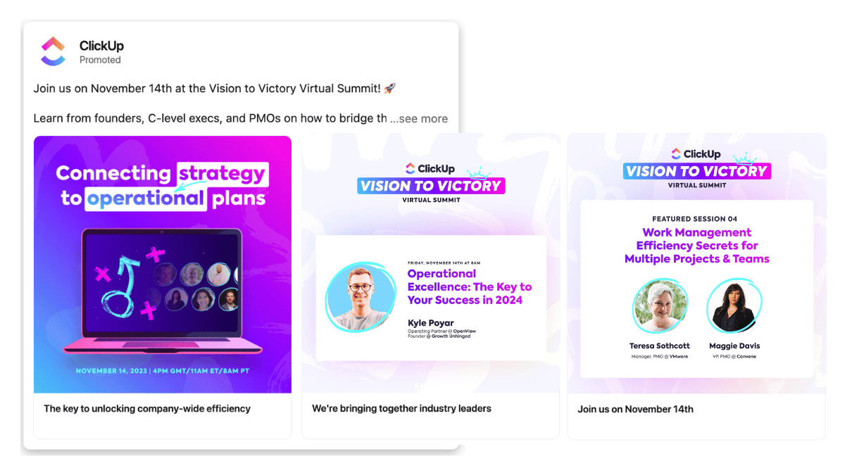 ClickUp LinkedIn carousel ad