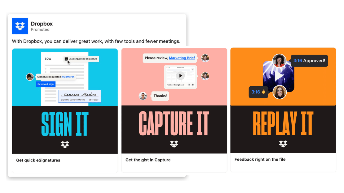 DropBox LinkedIn carousel ad