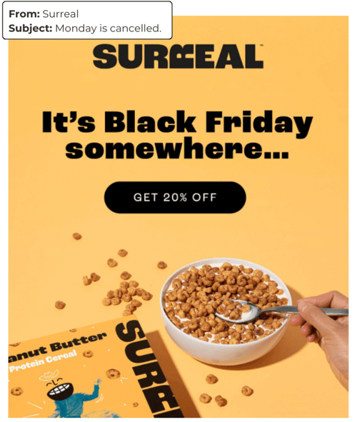 Black Friday email campaign by Surreal