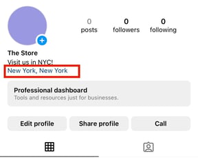 location in instagram bio - location on profile page