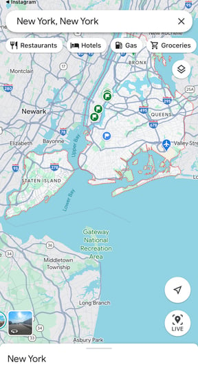location in instagram bio - map location displayed
