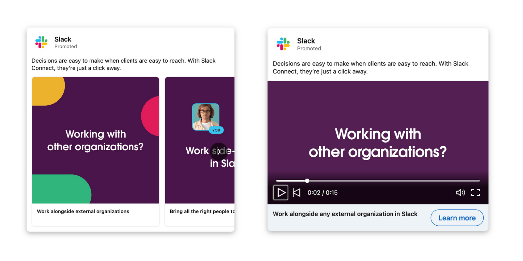 LinkedIn ads_carousel ads and video ad
