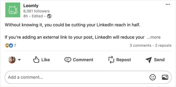 LinkedIn first comment