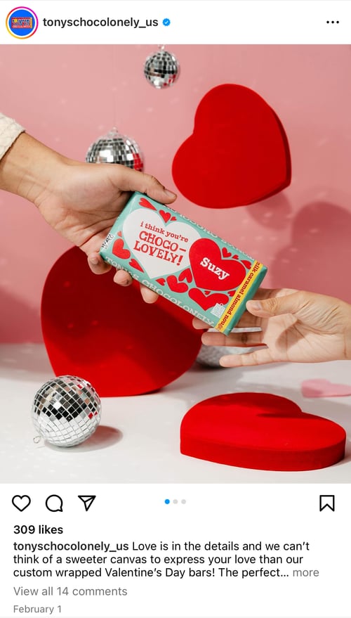 Tony's Chocolonely post for Valentine's Day