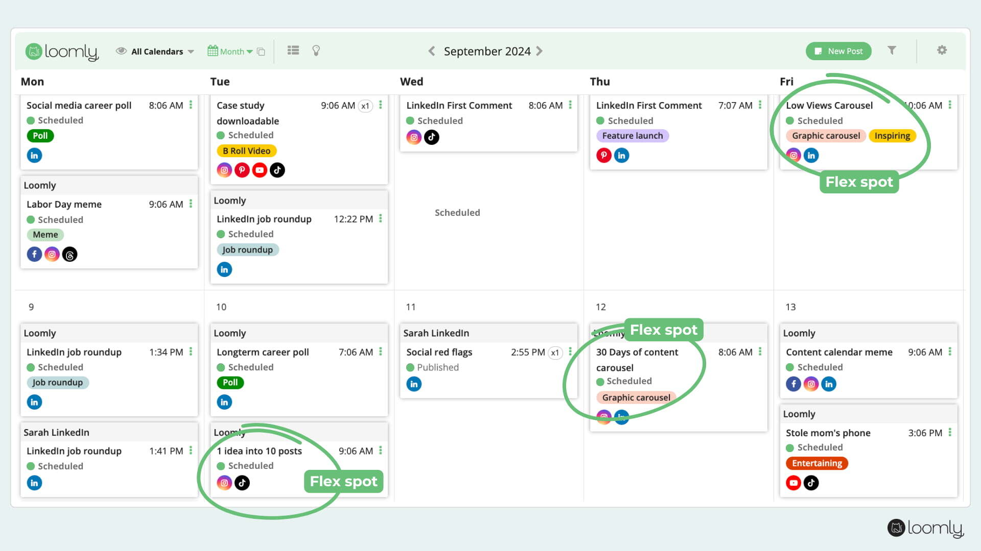 Social media content calendar_Loomly