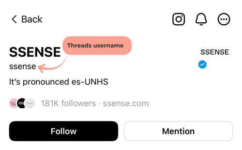 Threads username