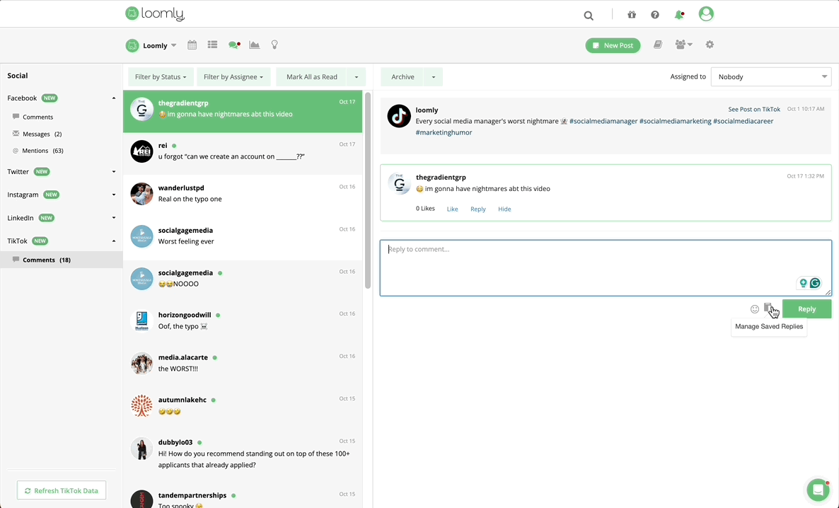 TikTok Interactions - Saved Replies