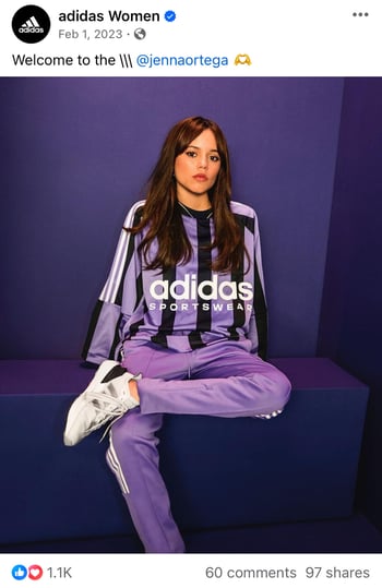 Alt text: An example of a well-performing Adidas campaign on Facebook