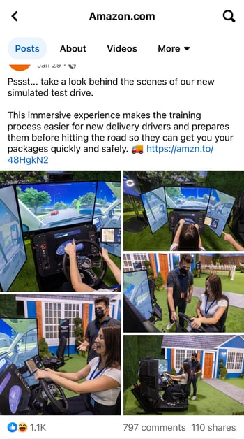 A screenshot of Amazon’s Facebook campaign for hiring drivers