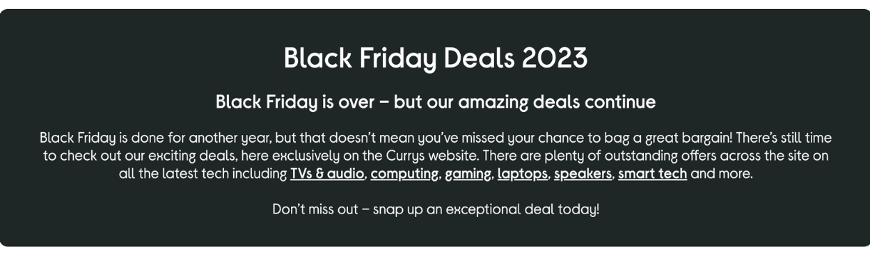 currys black friday landing page