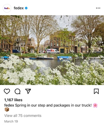An example of a top-performing post on Fedex’s Instagram