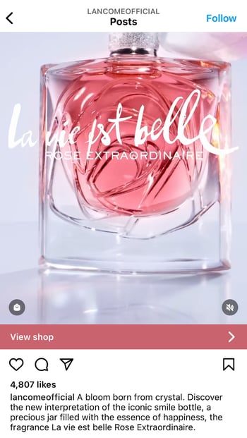 A picture of Lancôme’s rebranded La Vie est Belle fragrance on Instagram