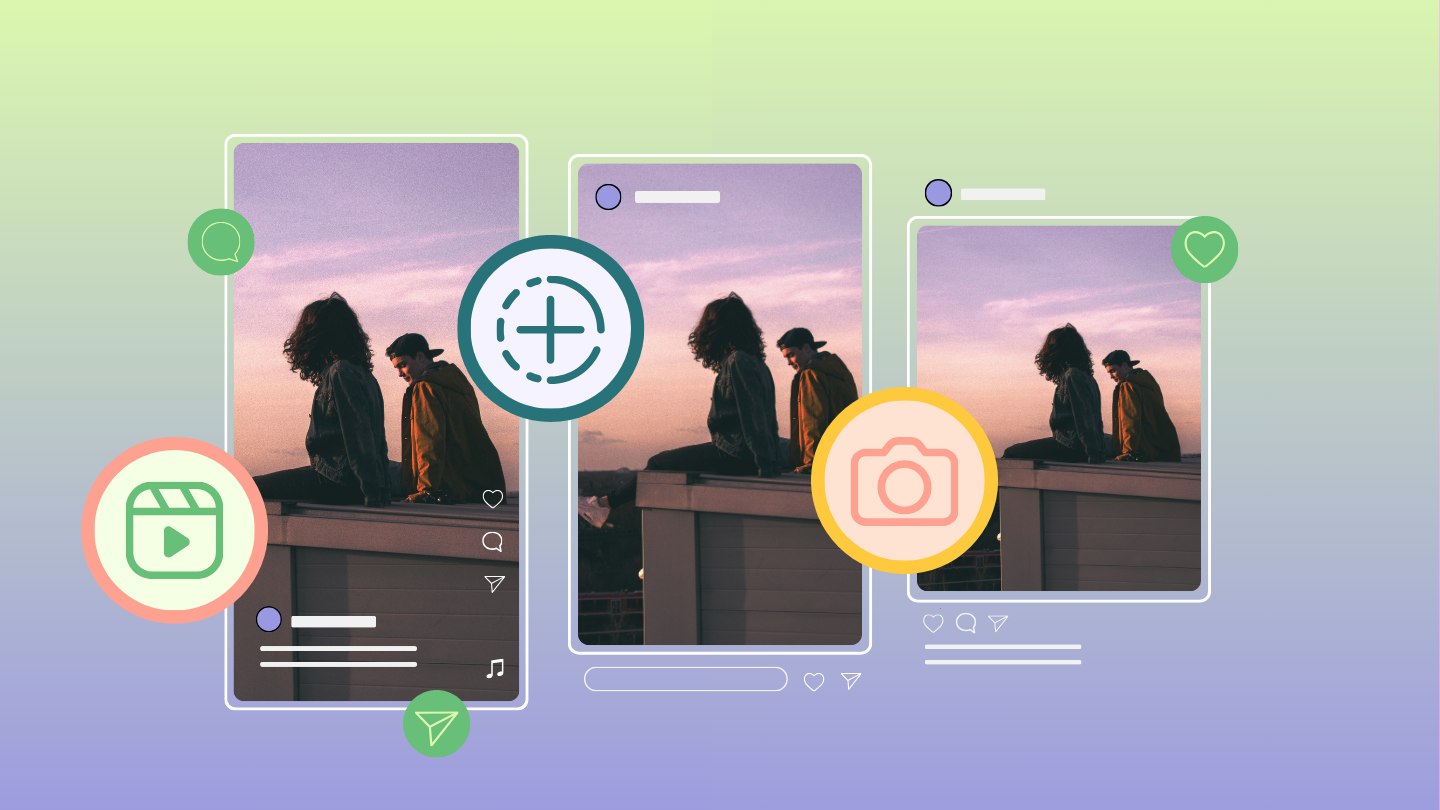 Instagram algorithm 2024 - three mockups show different types of Instagram posts